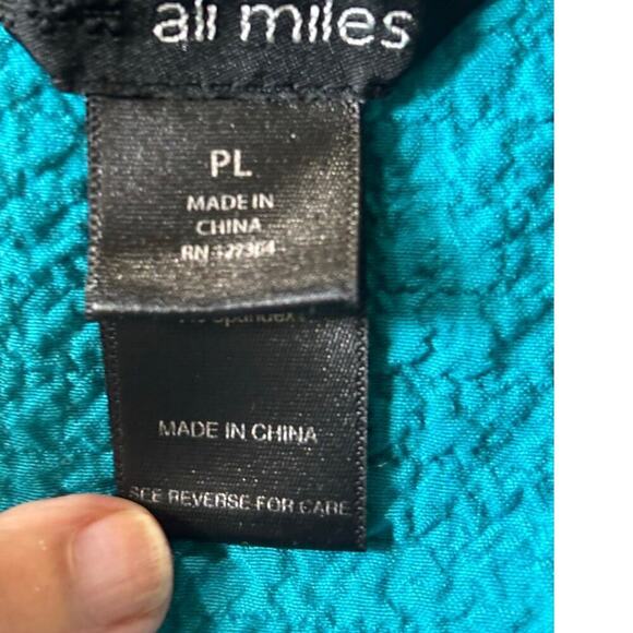 Ali Miles turquoise top, LP, artsy, art teacher, asymmetric, lagenlook, textured - Picture 6 of 7